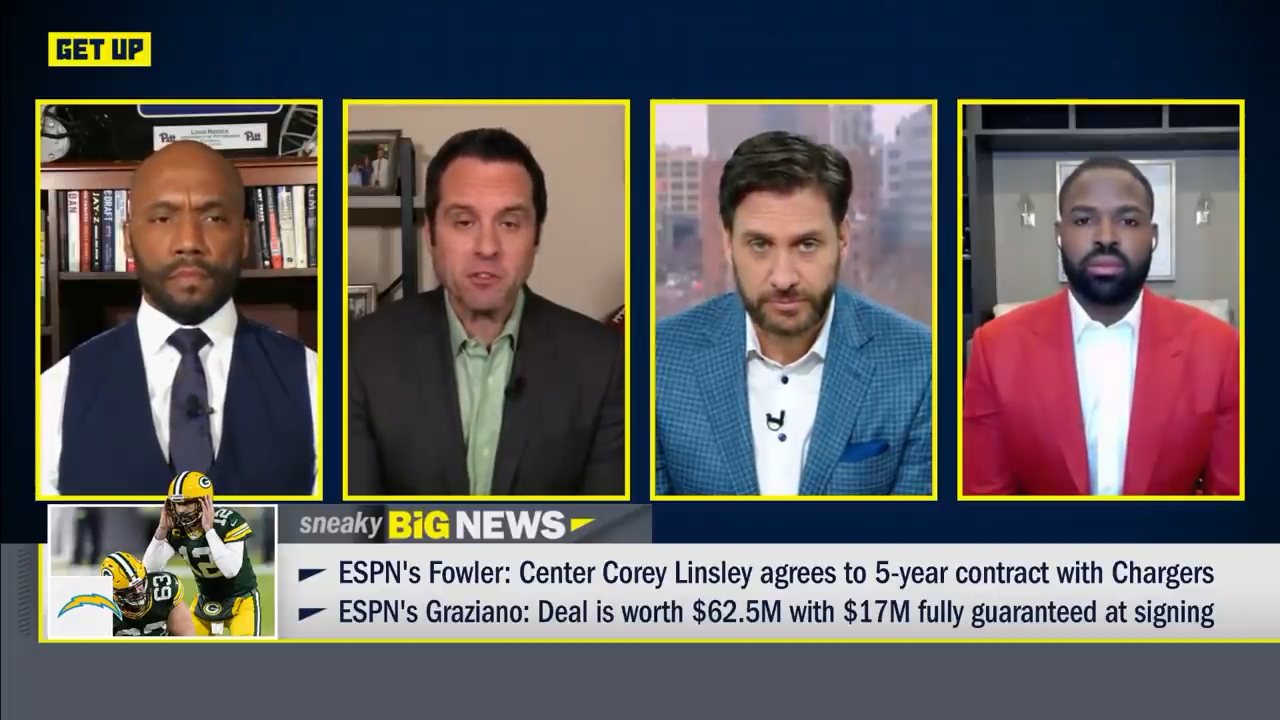Former Packers center Corey Linsley agrees to a 5-year contract with the Chargers