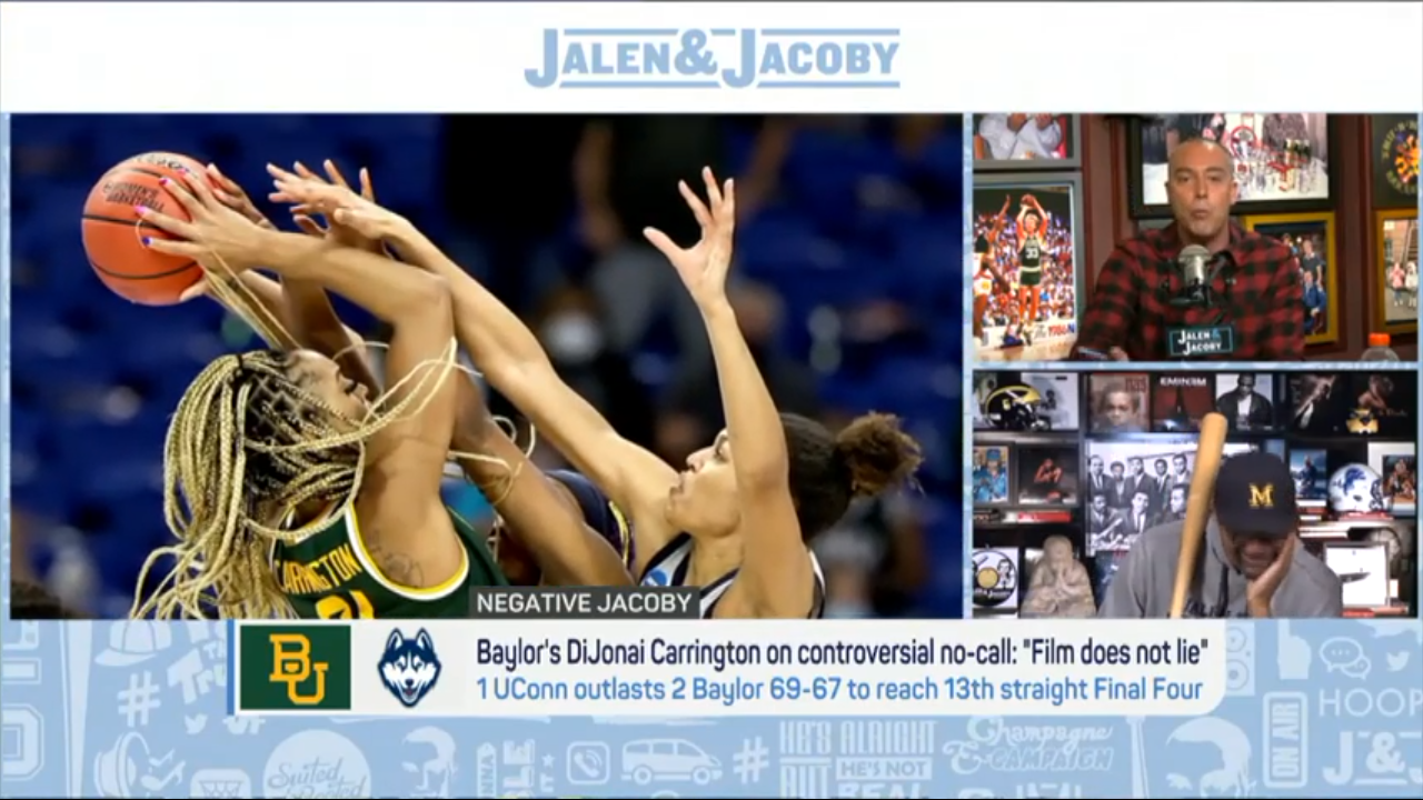 Jalen Rose reacts to Baylor’s controversial no-call at the end of the game vs. UConn