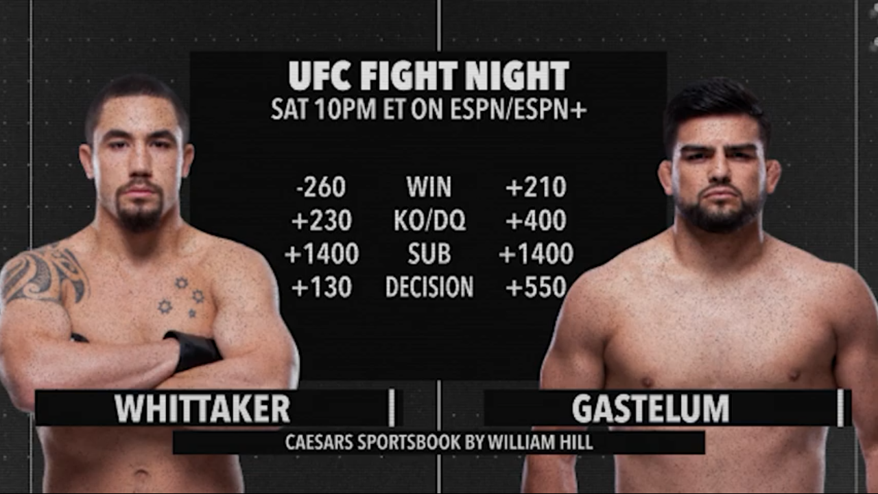 UFC Best Bets. Robert Whittaker vs. Kelvin Gastelum
