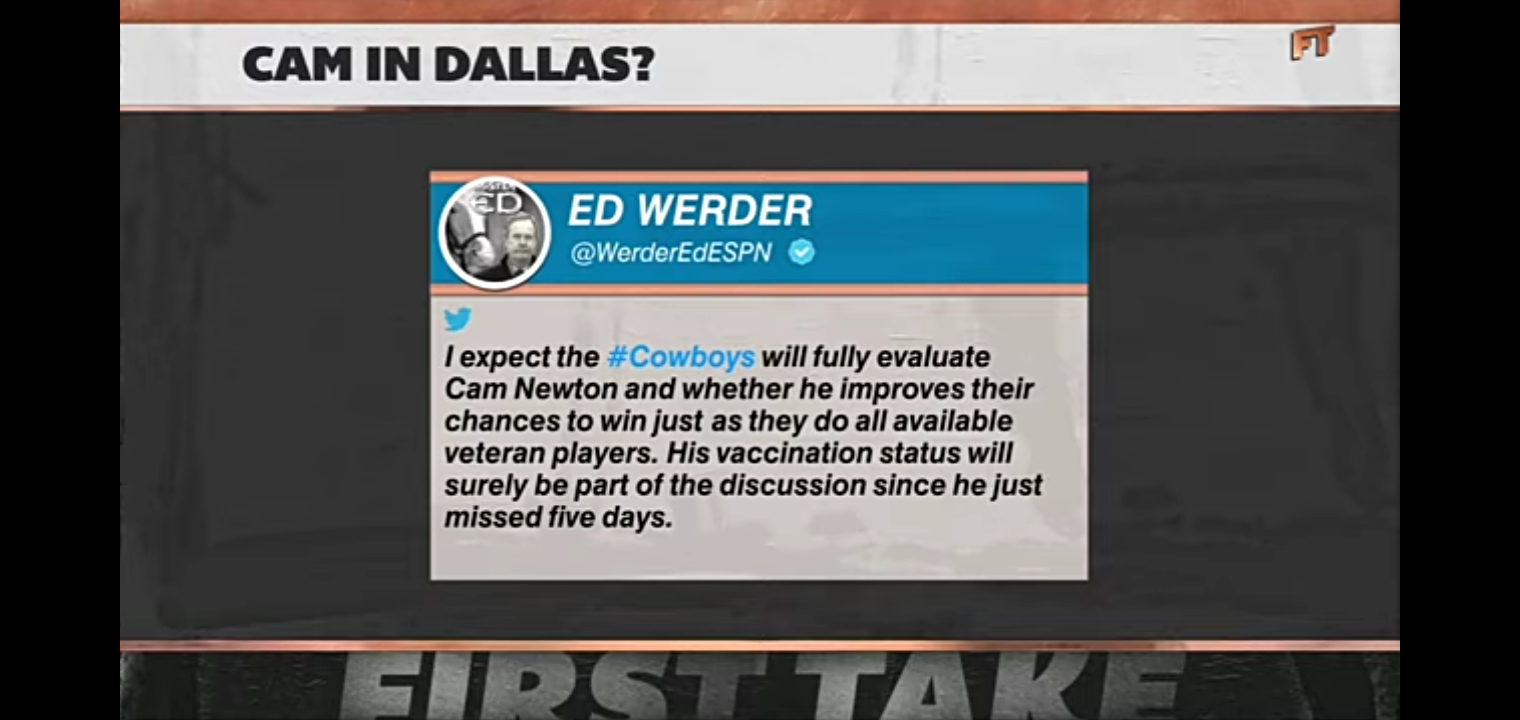 The Cowboys calling Cam Newton is a ‘no-brainer’ – Max Kellerman