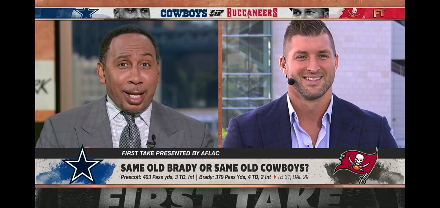 Stephen A. and Tim Tebow GET HEATED debating the exciting Cowboys-Bucs game