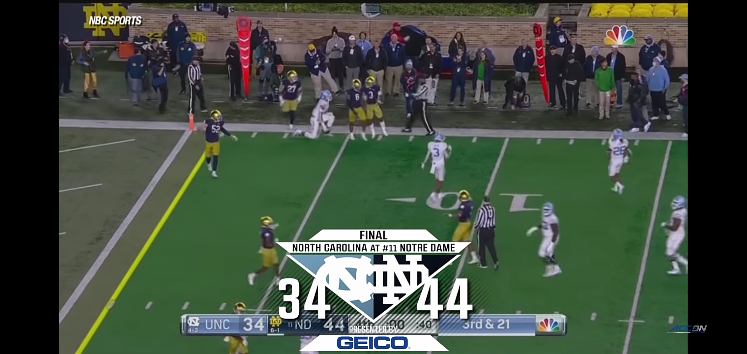 North Carolina vs. Notre Dame Football Highlights
