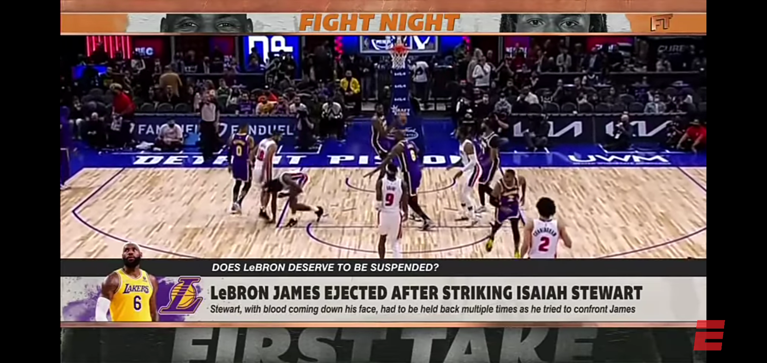 Stephen A. reacts to LeBron striking Isaiah Stewart: ‘He’s got to be suspended’