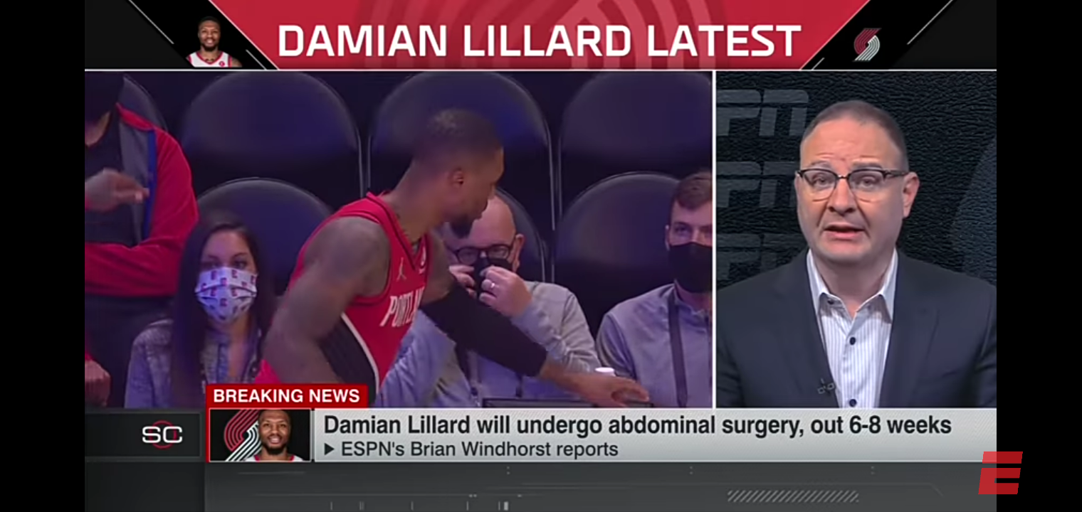 Damian Lilliard to undergo abdominal surgery and miss 6-8 weeks