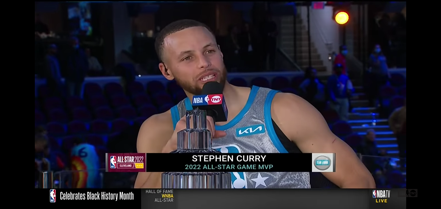 Steph Curry Wins the 2022 NBA All-Star Game Kobe Bryant MVP Award