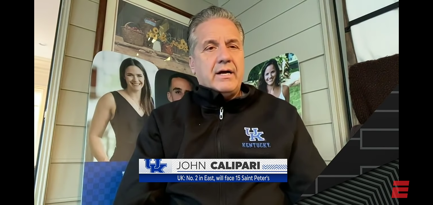 Kentucky Coach John Calipari reacts to No. 2 seed in East region