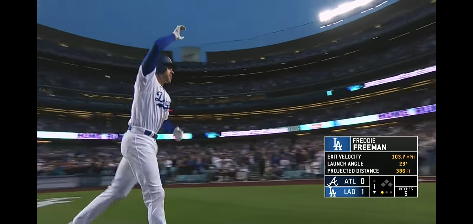 FREDDIE FREEMAN HOMERS AGAINST THE BRAVES! His first Dodgers HR comes off former team!