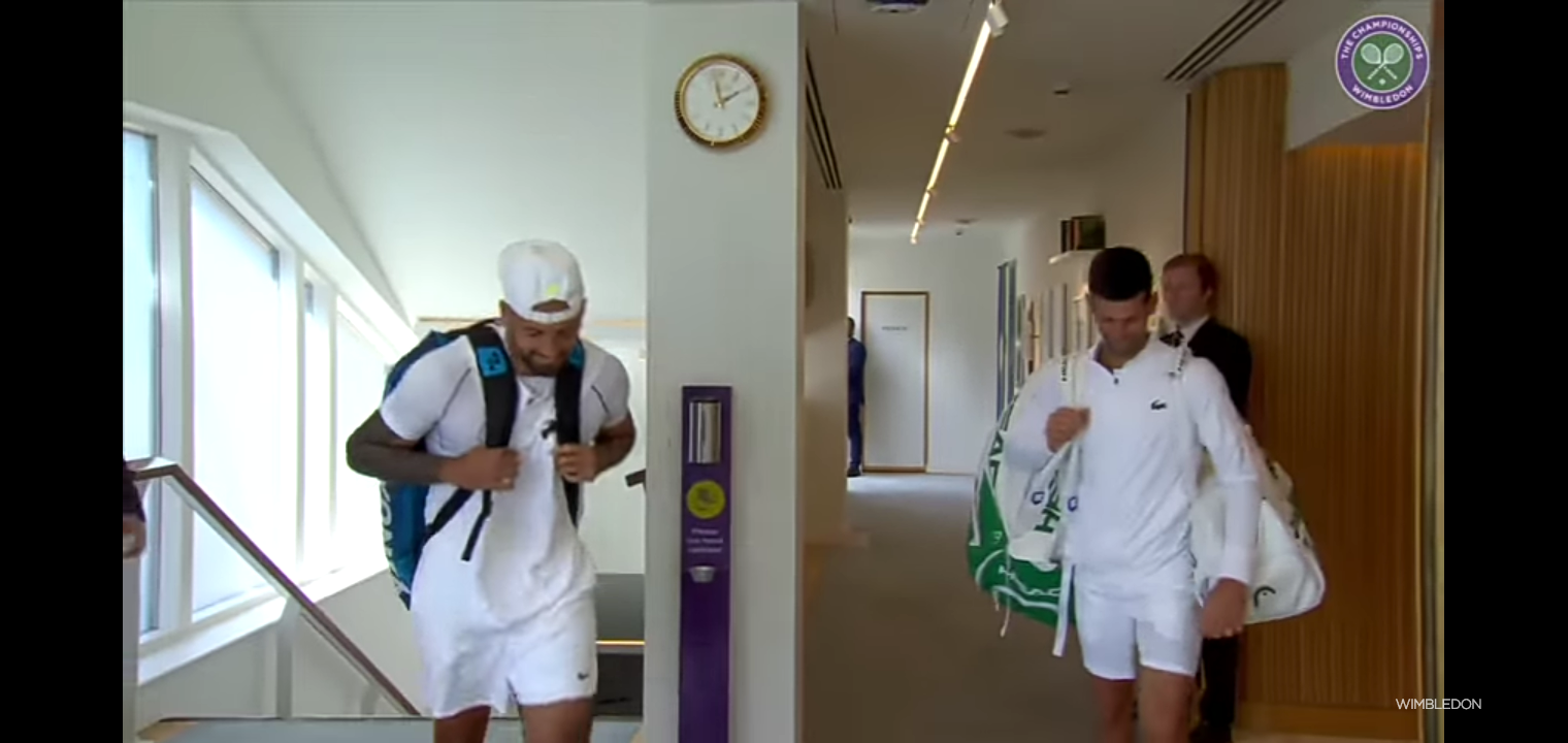 Nick Kyrgios and Novak Djokovic Enter Centre Court