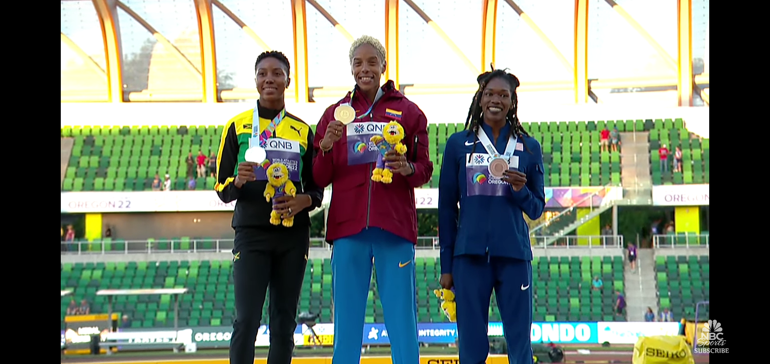 Rojas wins gold with historic leap, USA’s Franklin takes clutch bronze in triple jump