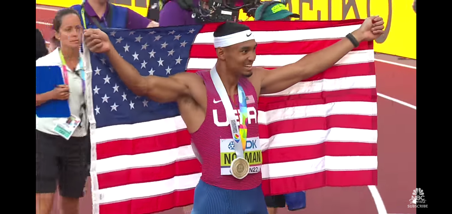 Michael Norman FINALLY GRASPS 400m World Title by holding off James in final steps