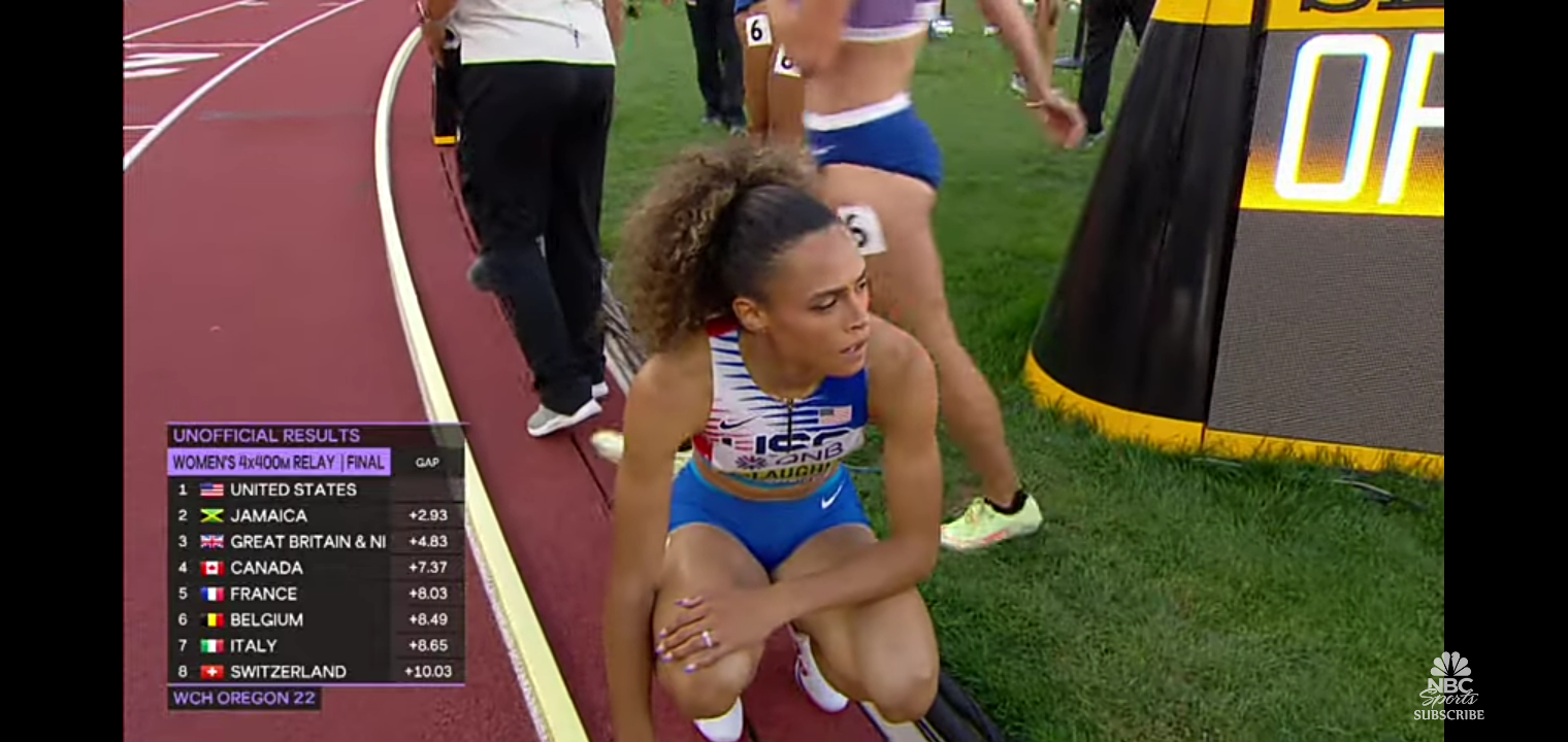Sydney McLaughlin’s golden anchor leg in 4x400m relay delivers perfect ending for Team USA at Worlds
