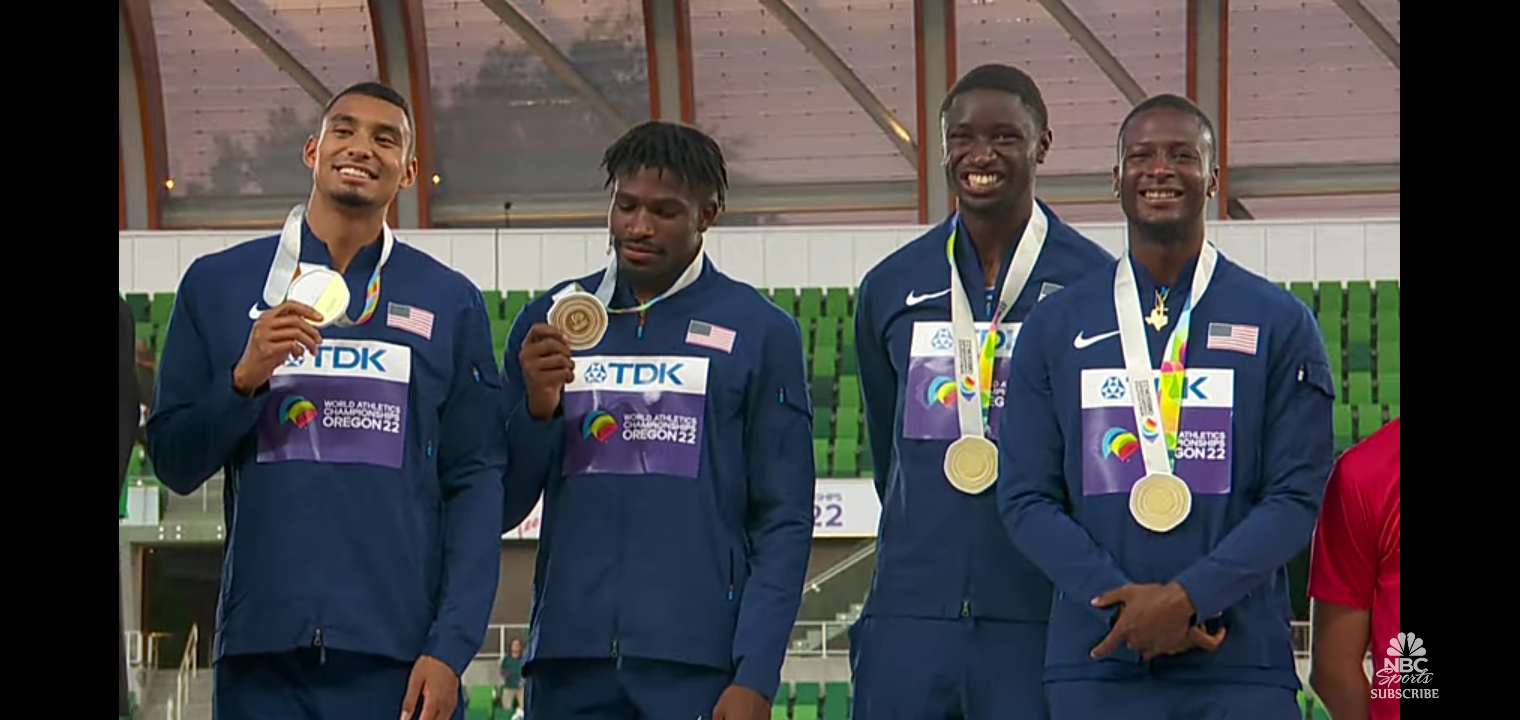 U.S. men receive 4x400m relay medals after impeccable relay victory