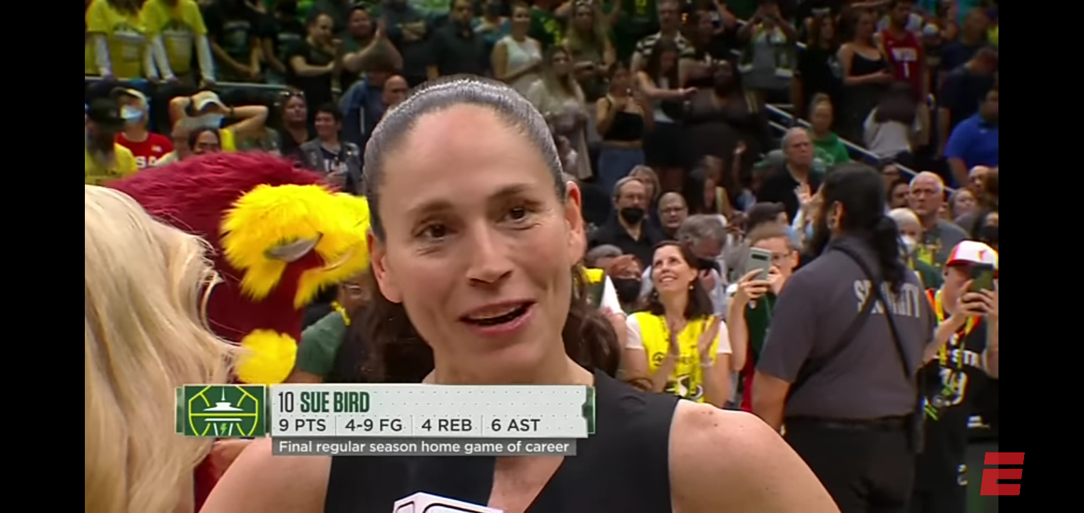 Sue Bird on her final regular season home game