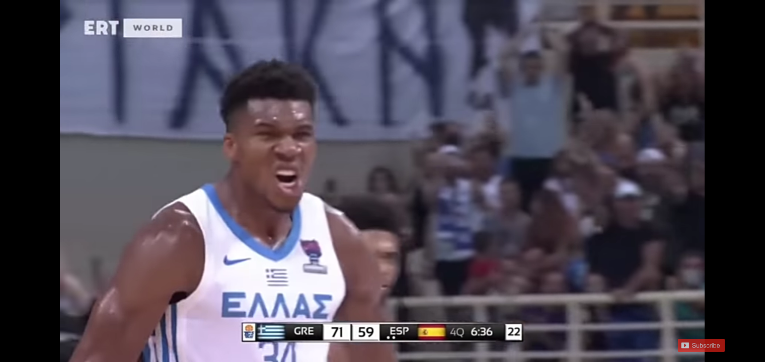 Giannis Antetokounmpo goes crazy after poster dunk for Greece vs Spain 😳