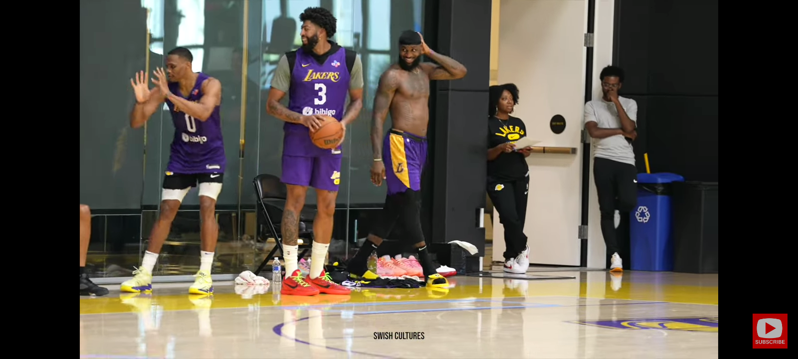 LeBron James, Russ, and AD have a 3 point contest