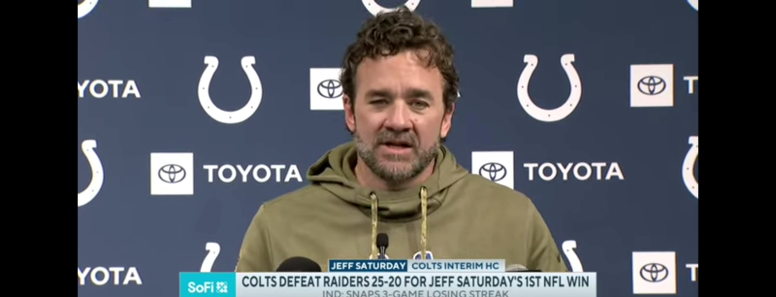 Jeff Saturday Describes Feeling To Win His First Ever Game In NFL As Head Coach I FULL INTERVIEW