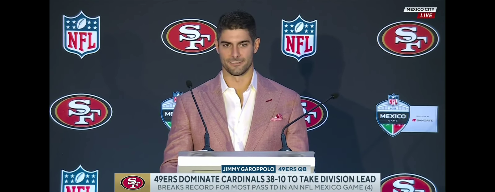 Jimmy Garoppolo PRAISES MEXICO After ‘BEST EXPERIENCE’ in Win Over Cardinals