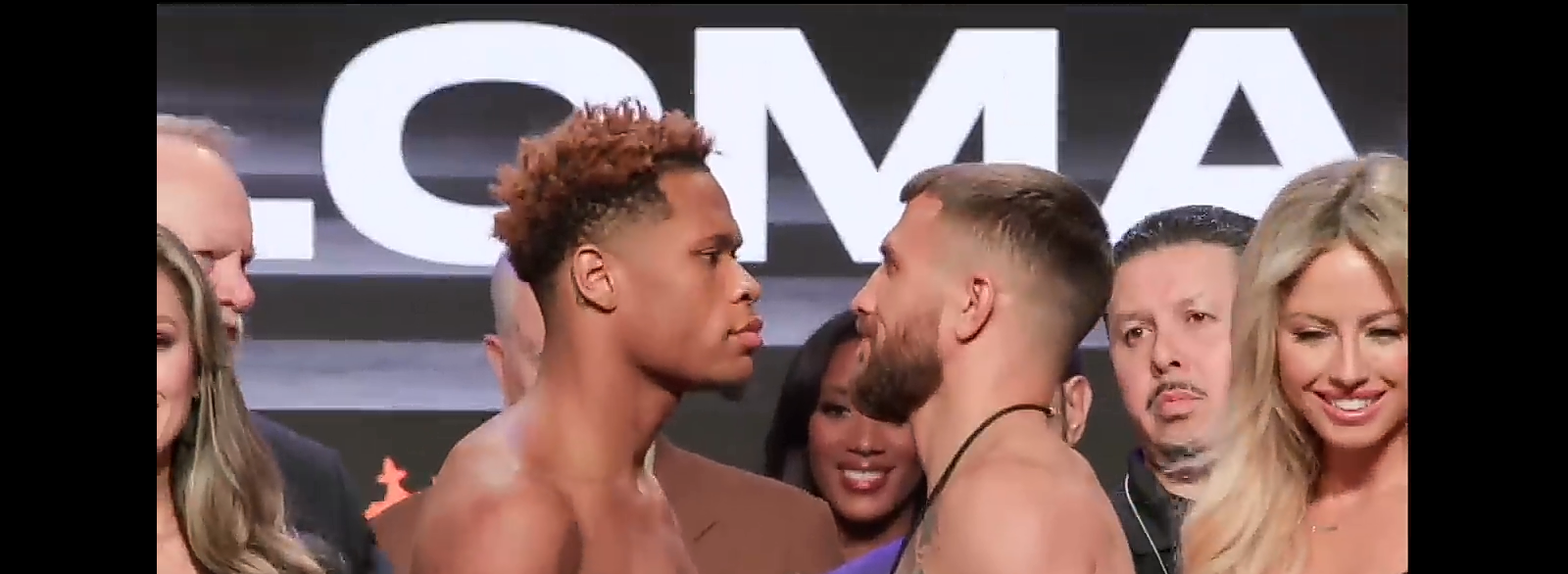 ANGRY DEVIN HANEY PUSHES VASYL LOMACHENKO AT WEIGH IN FACE OFF!