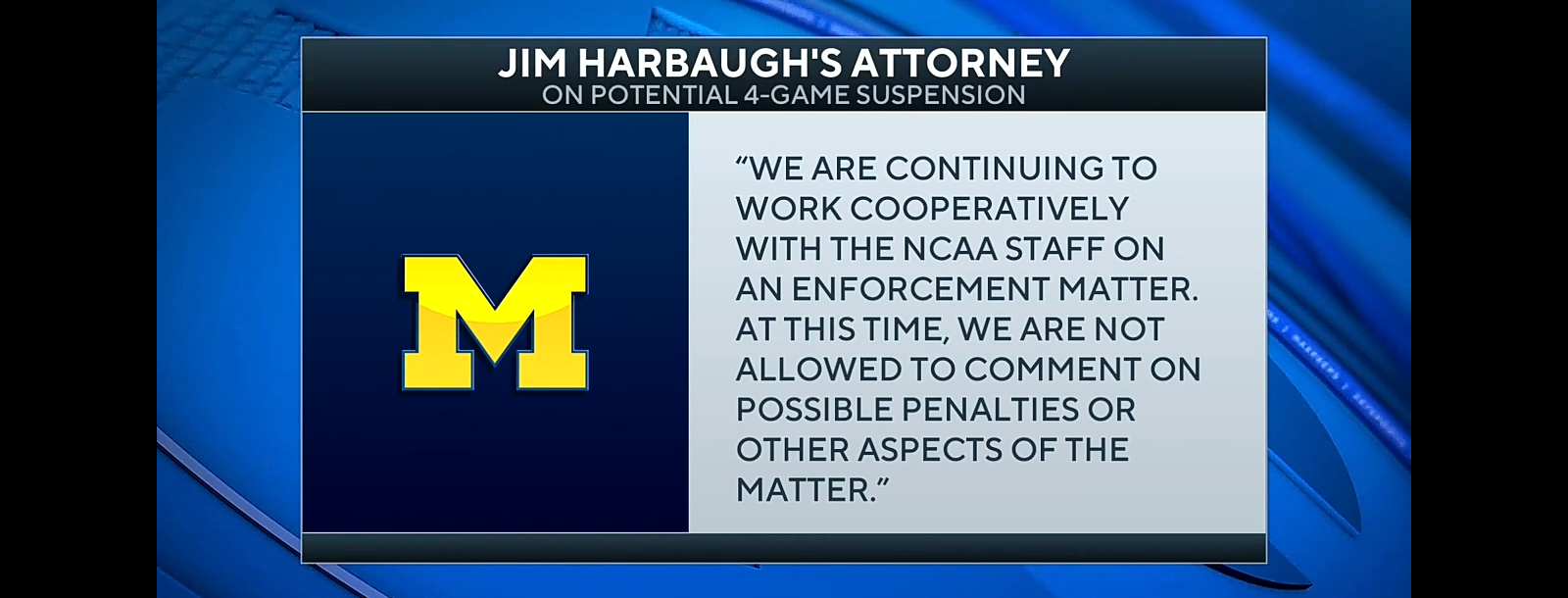 Michigan coach Jim Harbaugh expected to be suspended 4 games, per reports
