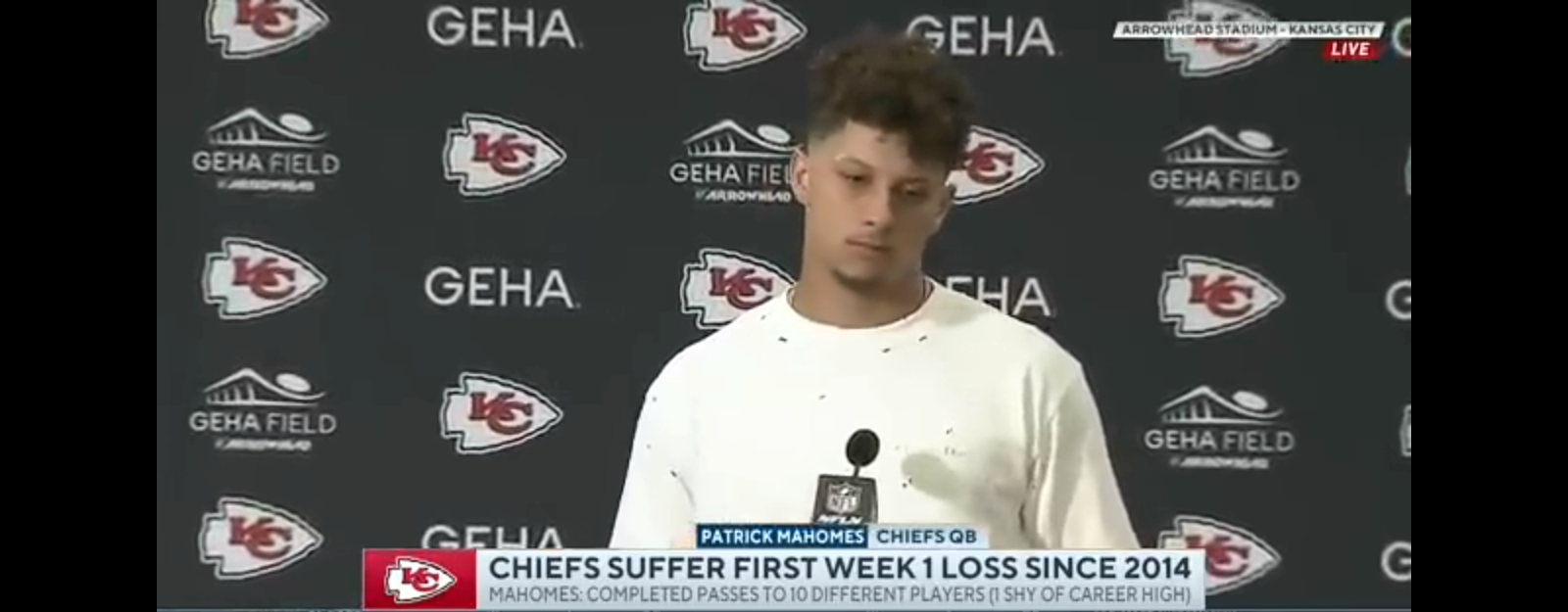 Patrick Mahomes Feels EMBARASSED After Loss To Lions On Opening Night