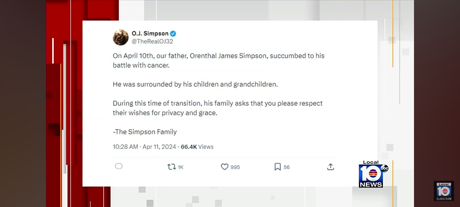 OJ Simpson dead at 76, family says