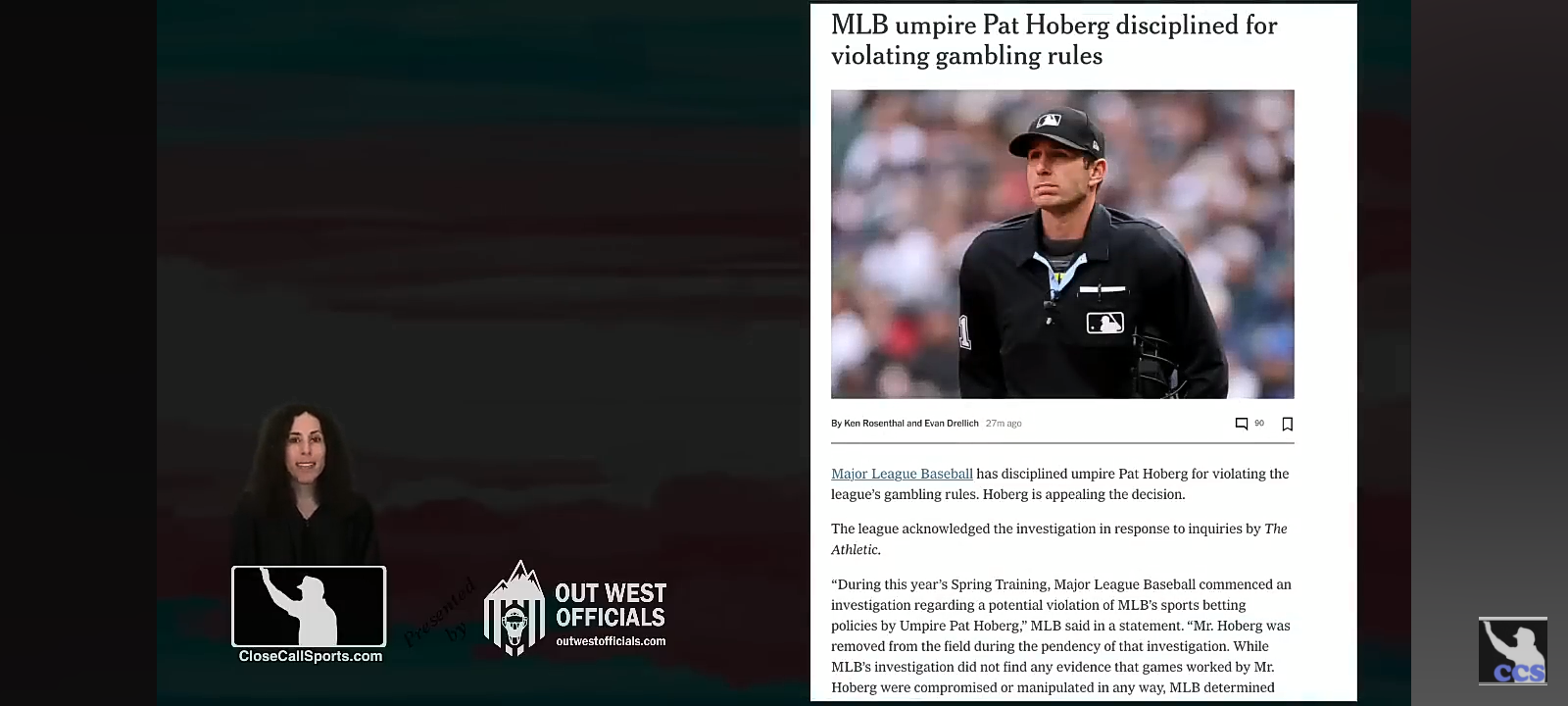 MLB Umpire Pat Hoberg Reportedly Disciplined for Gambling Violation, is Appealing – CCS Analysis
