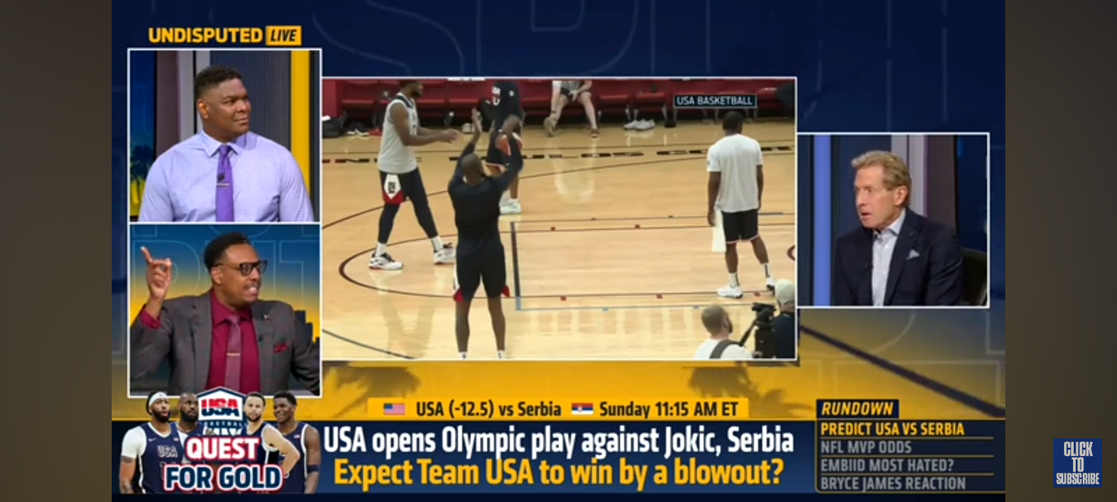 LeBron and Team USA (-12.5) open up Olympics play against Nikola Jokić, Serbia | UNDISPUTED