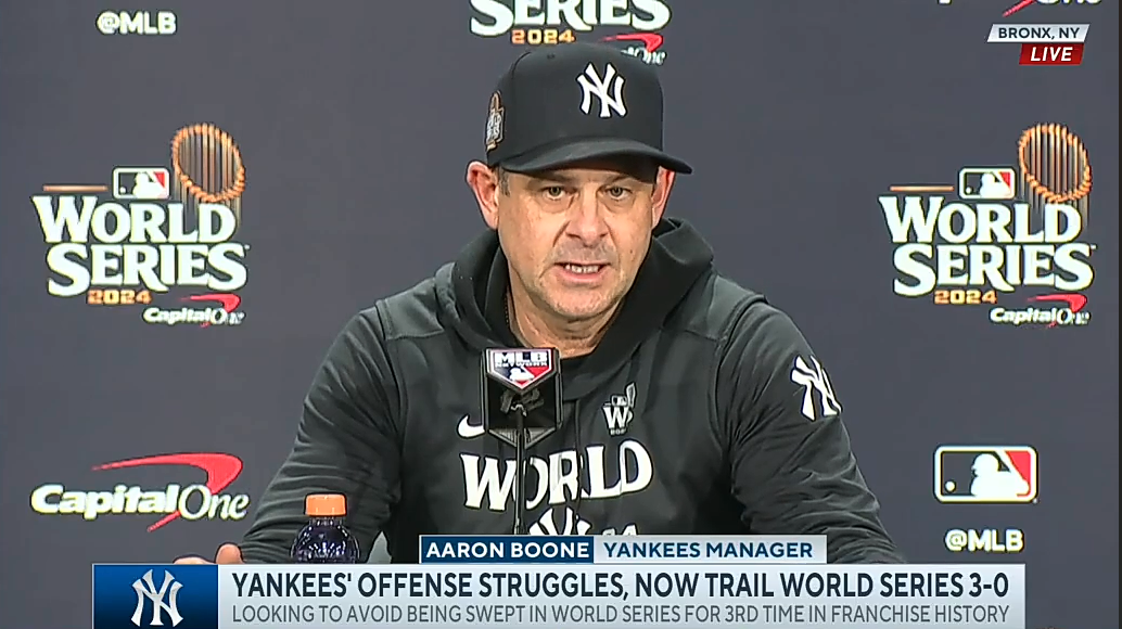 Aaron Boone addresses the lack of offense during the Yankees’ Game 3 loss