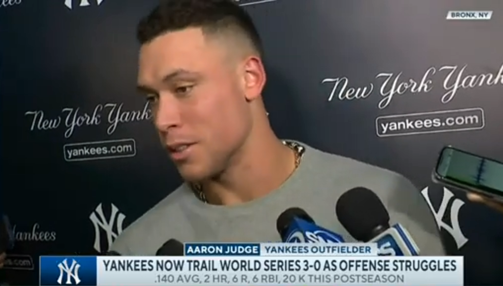 Aaron Judge adresses his struggles at the plate in the World Series