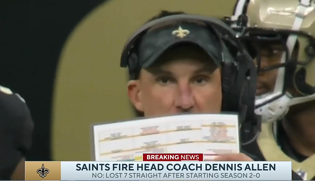 Saints FIRE head coach Dennis Allen after losing seventh straight game