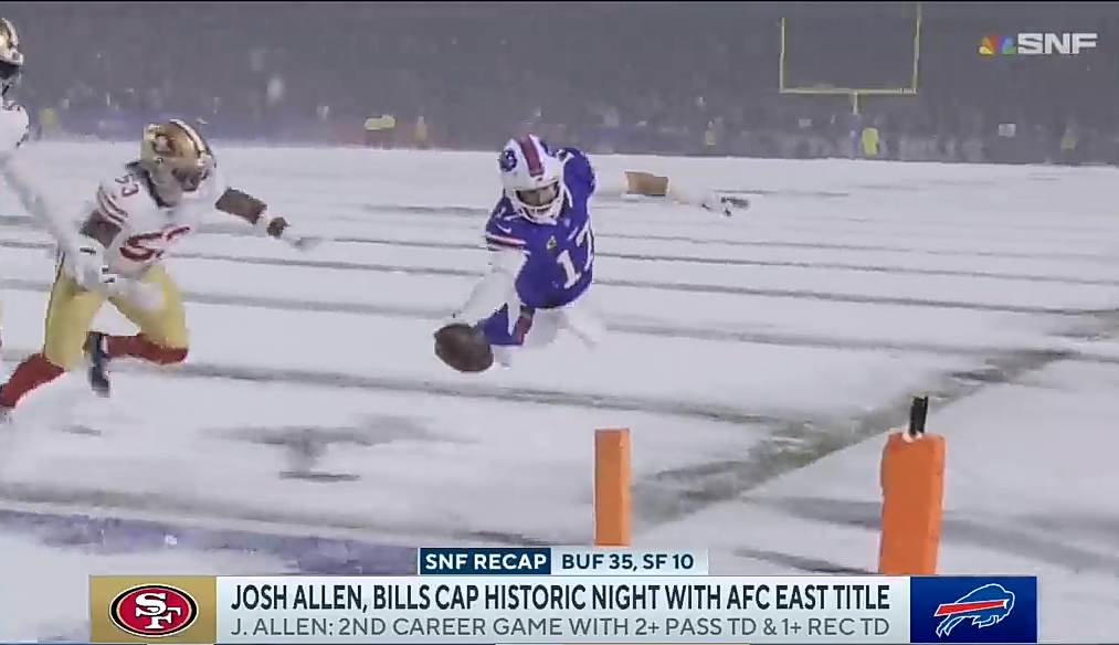 Josh Allen, Bills DESTROY Niners to clinch AFC East, McCaffrey exits with knee injury | Game Recap