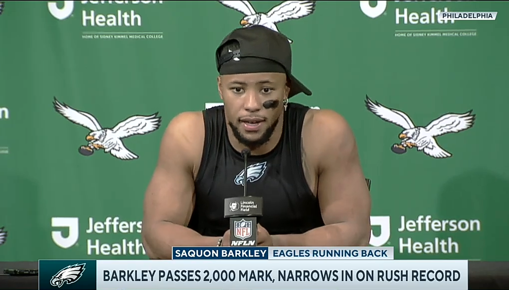 Saquon Barkley credits teammates for reaching 2,005 rushing yards this season