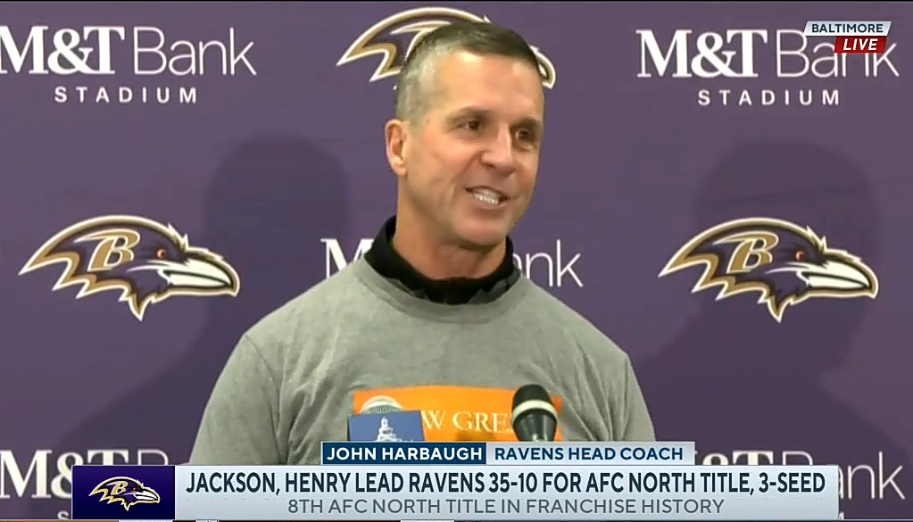 John Harbaugh expresses emotion after winning AFC North ‘very big deal’