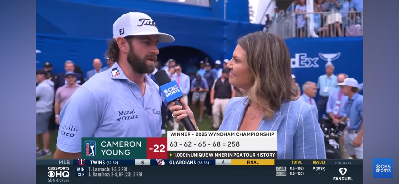 Cameron Young wins 2025 Wyndham Championship, earns 1st career PGA Tour Title