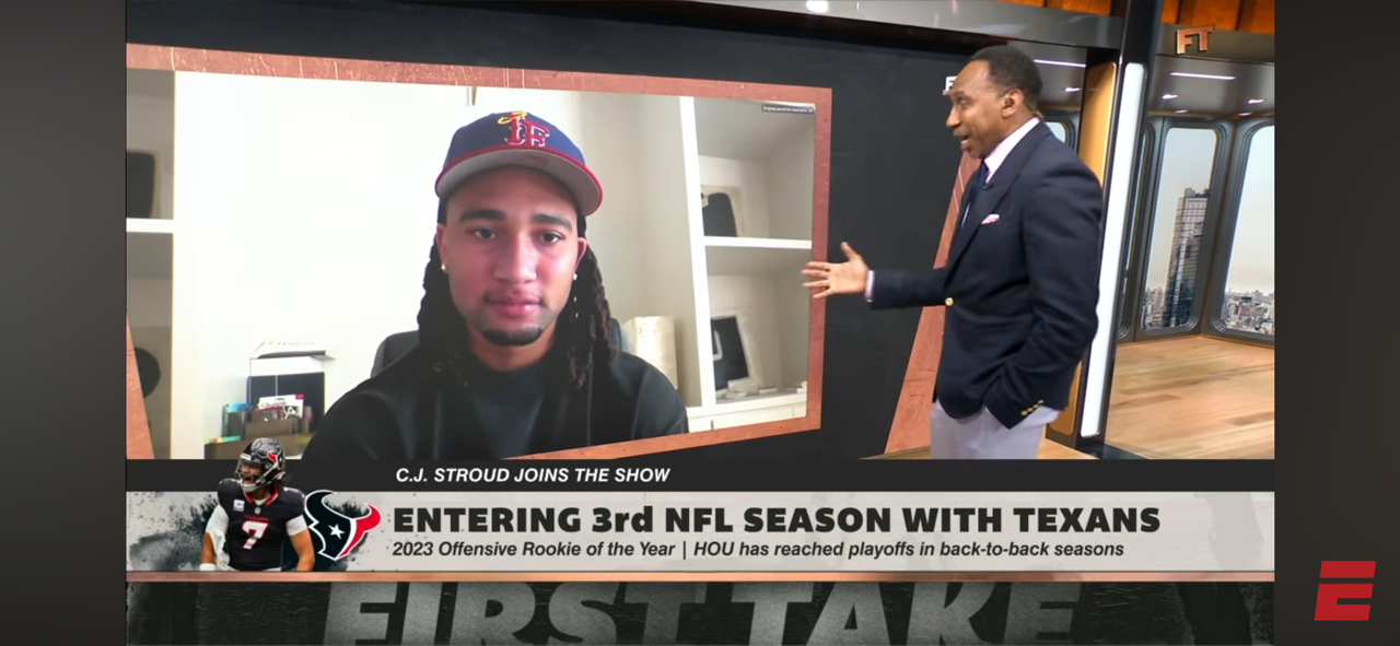 Stephen A. questions C.J. Stroud about his O-LINE 👀