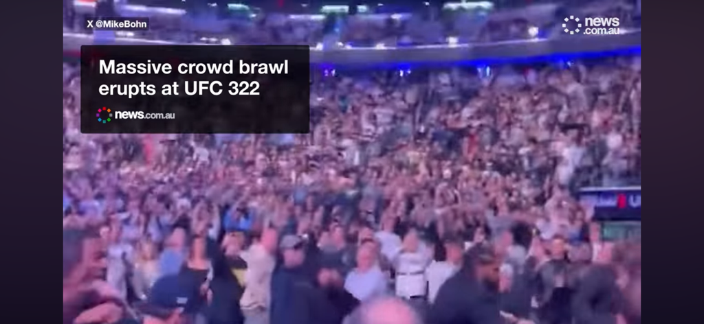 Massive crowd brawl erupts at UFC 322