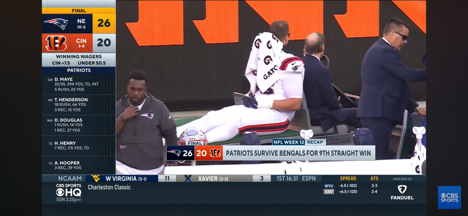 Patriots SURVIVE Bengals to earn 9th straight win as Will Campbell exits game with injury