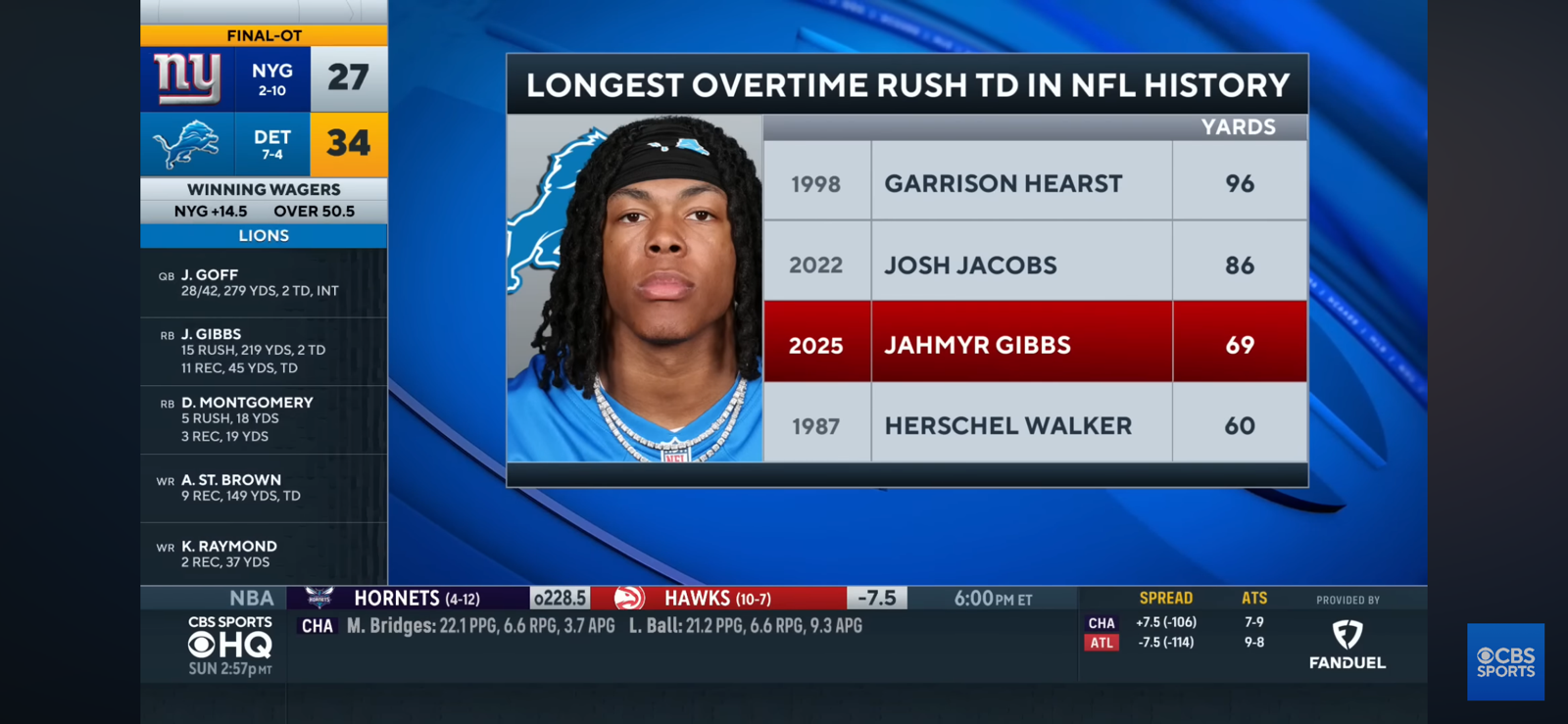 Jahmyr Gibbs Powers Lions to Bounce-Back Victory over Giants