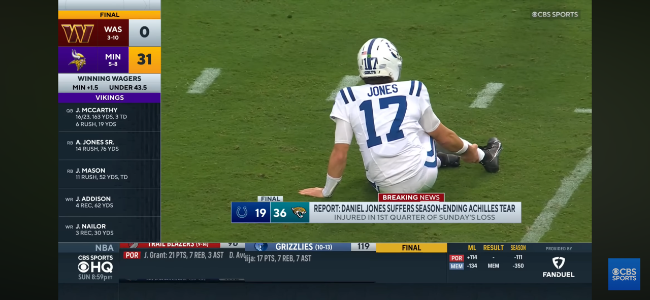 Daniel Jones Suffers Season-Ending Achilles Tear