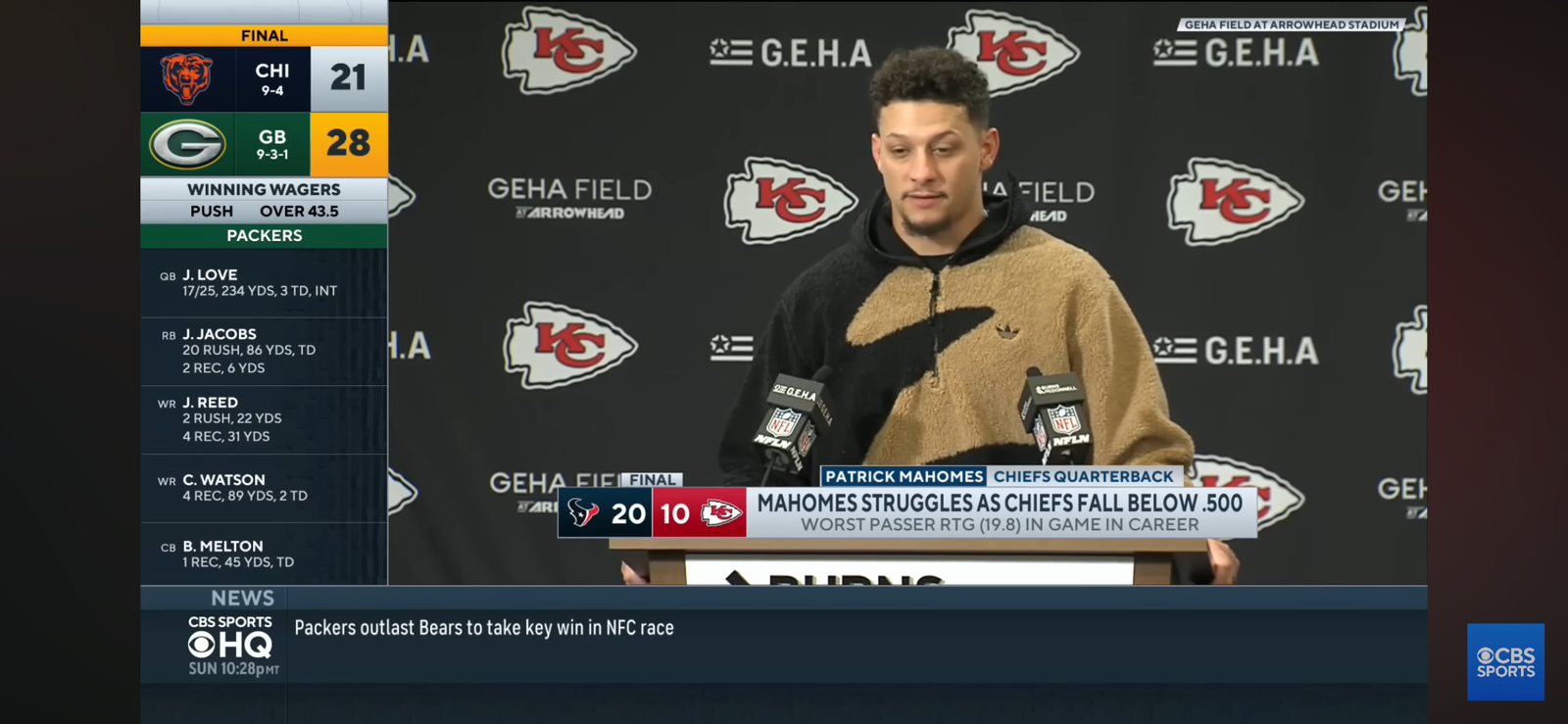 Patrick Mahomes & Andy Reid discuss the Chiefs offensive struggles against the Texans on SNF