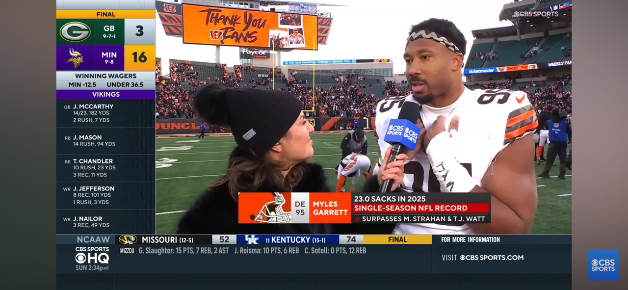 Myles Garrett BREAKS NFL single-season sack record as Browns defeat Bengals